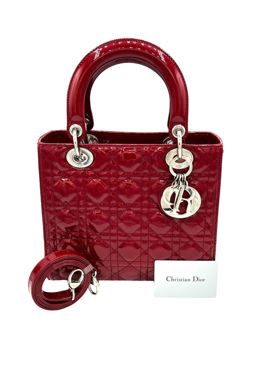 DIOR PATENT LEATHER SMALL BAG SHINY CHERRY