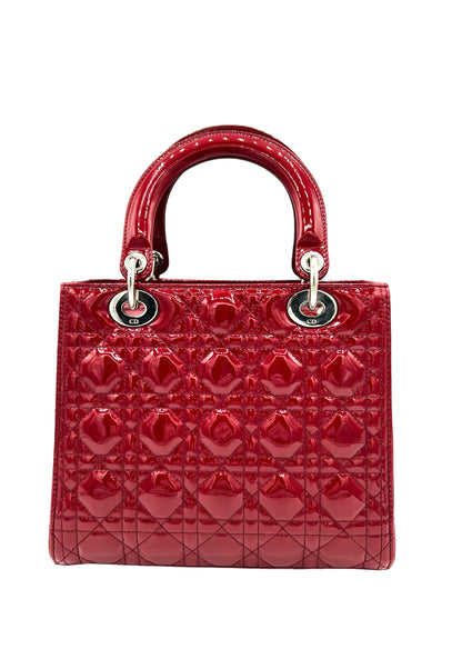 BOLSO MINI DIOR DE CHAROL CEREZA BRILLANTE