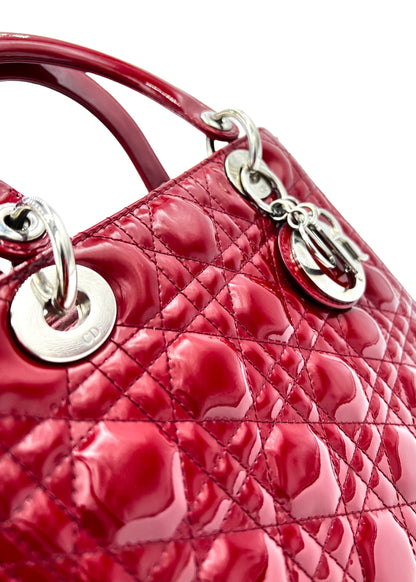 BOLSO MINI DIOR DE CHAROL CEREZA BRILLANTE