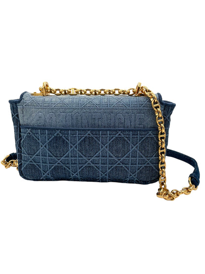 DIOR DENIM CANNAGE SMALL CARO BAG BLUE