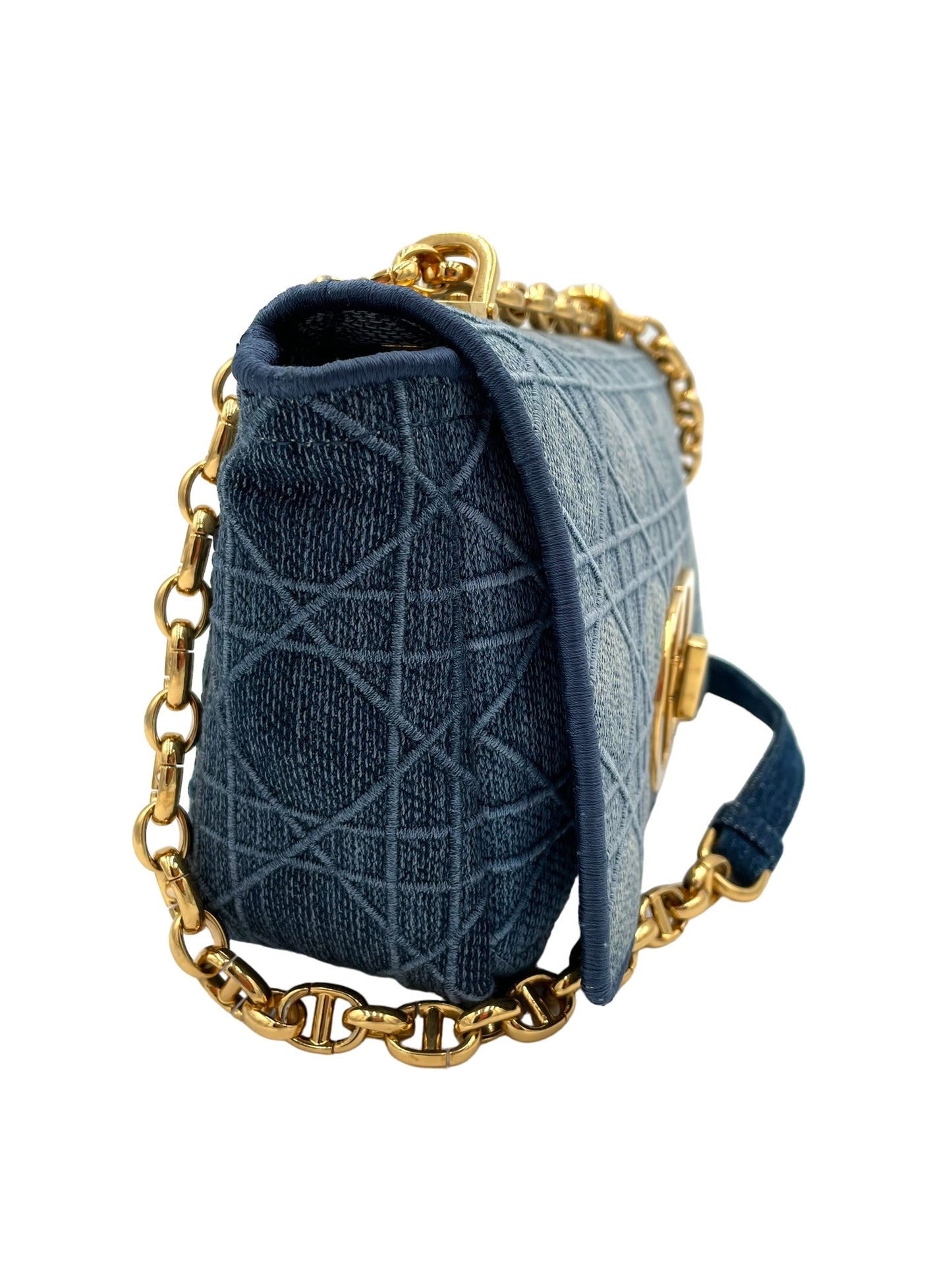 DIOR DENIM CANNAGE SMALL CARO BAG BLUE