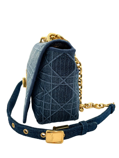 DIOR DENIM CANNAGE SMALL CARO BAG BLUE