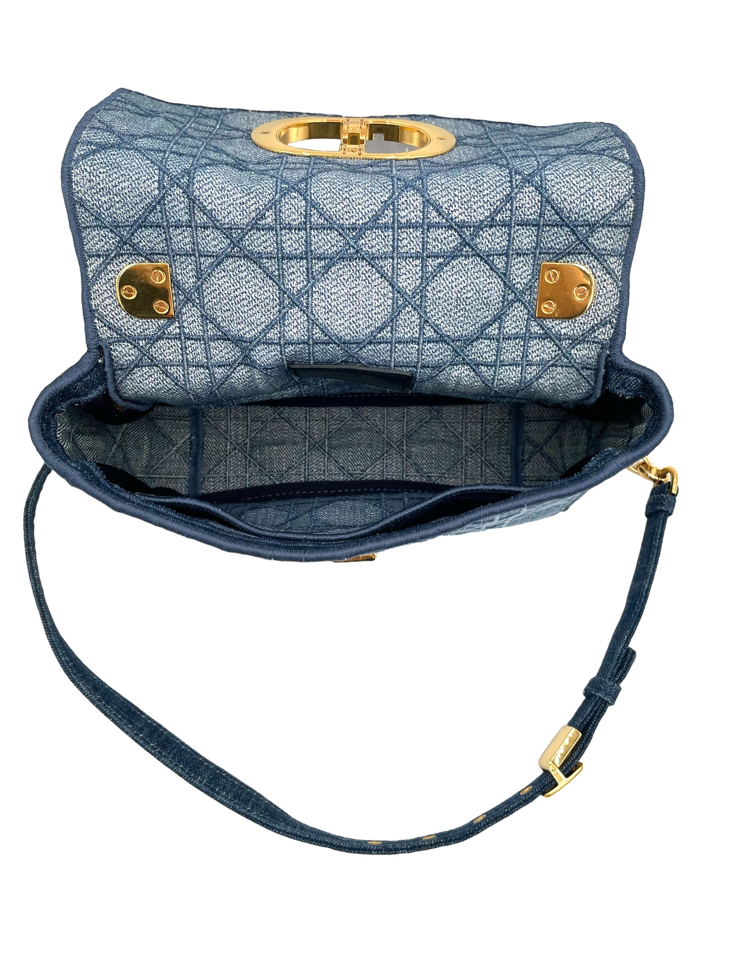 DIOR DENIM CANNAGE SMALL CARO BAG BLUE