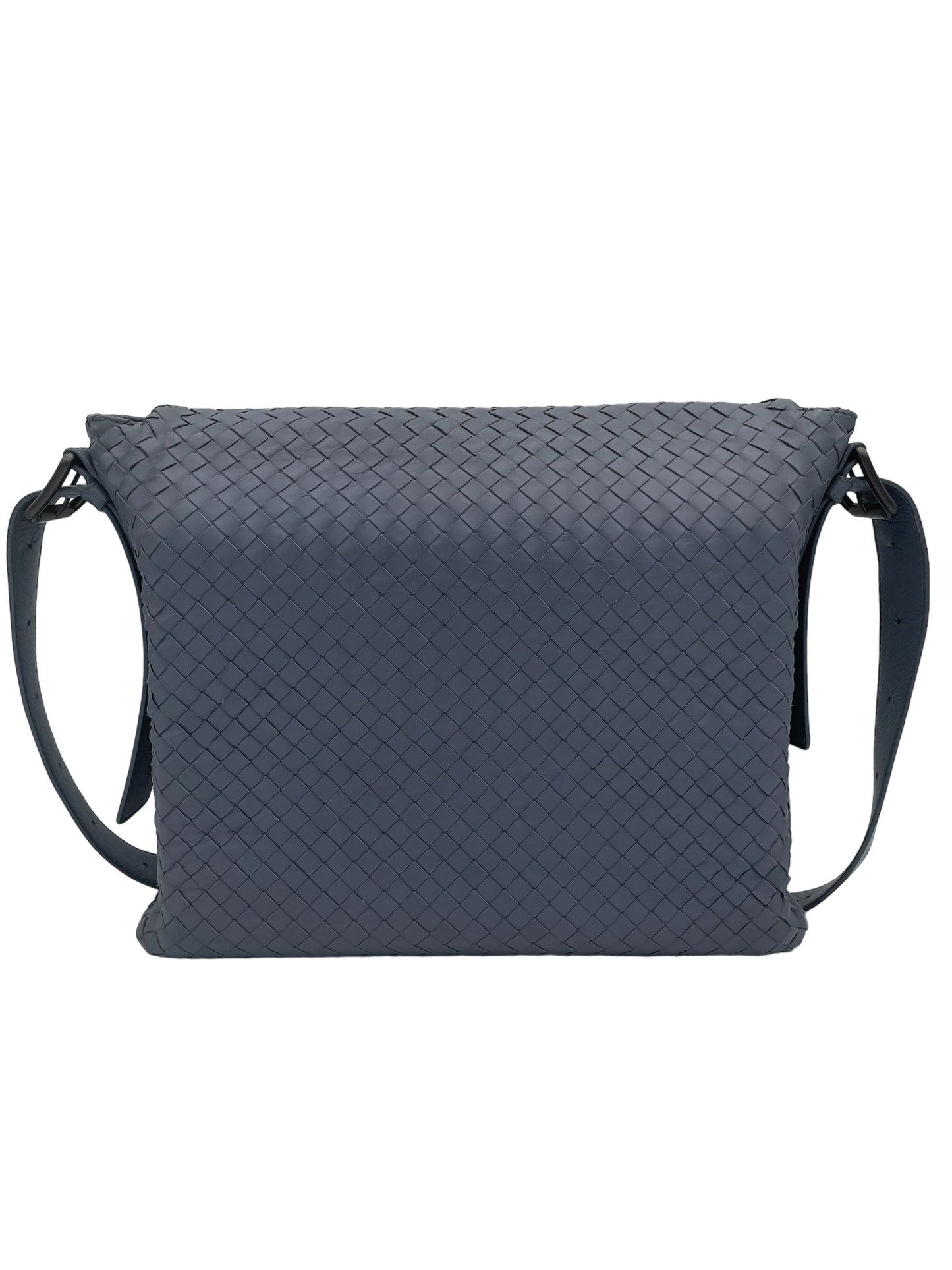 BOTTEGA VENETA INTRECCIATO CALFSKIN LEATHER MESSENGER BAG BLUE