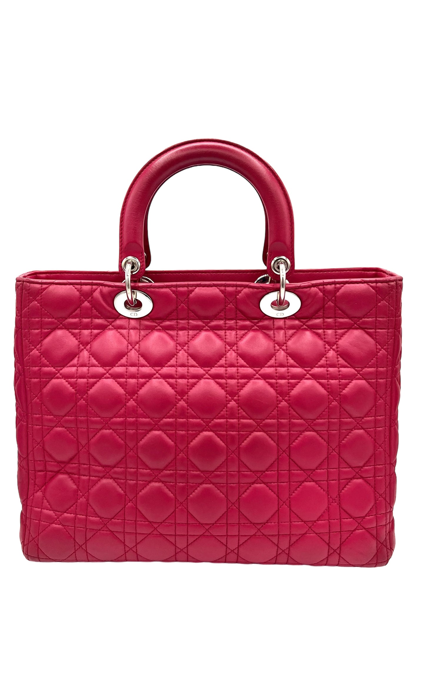 DIOR LAMBSKIN CANNAGE LARGE LADY DIOR FUCHSIA