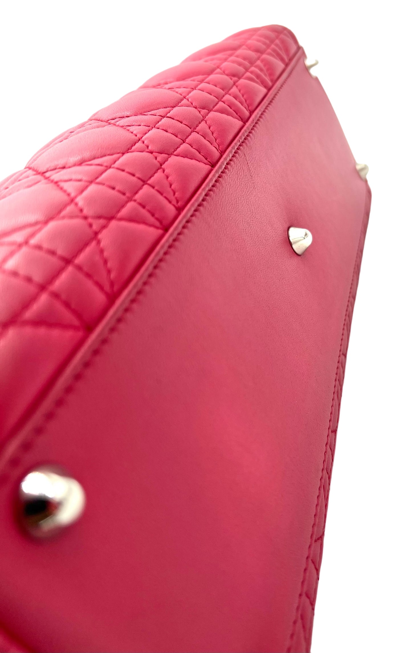 DIOR LAMBSKIN CANNAGE LARGE LADY DIOR FUCHSIA