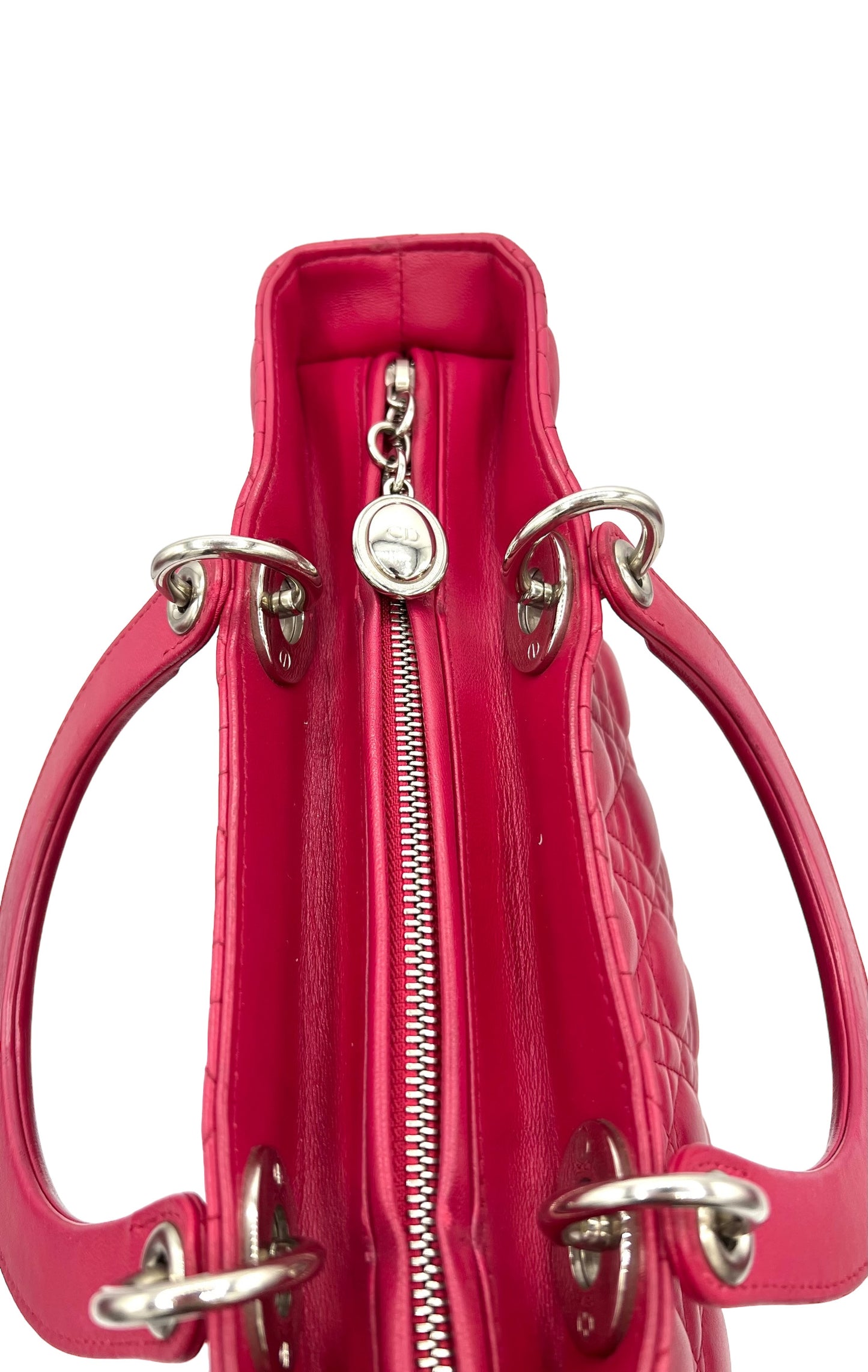 DIOR LAMBSKIN CANNAGE LARGE LADY DIOR FUCHSIA