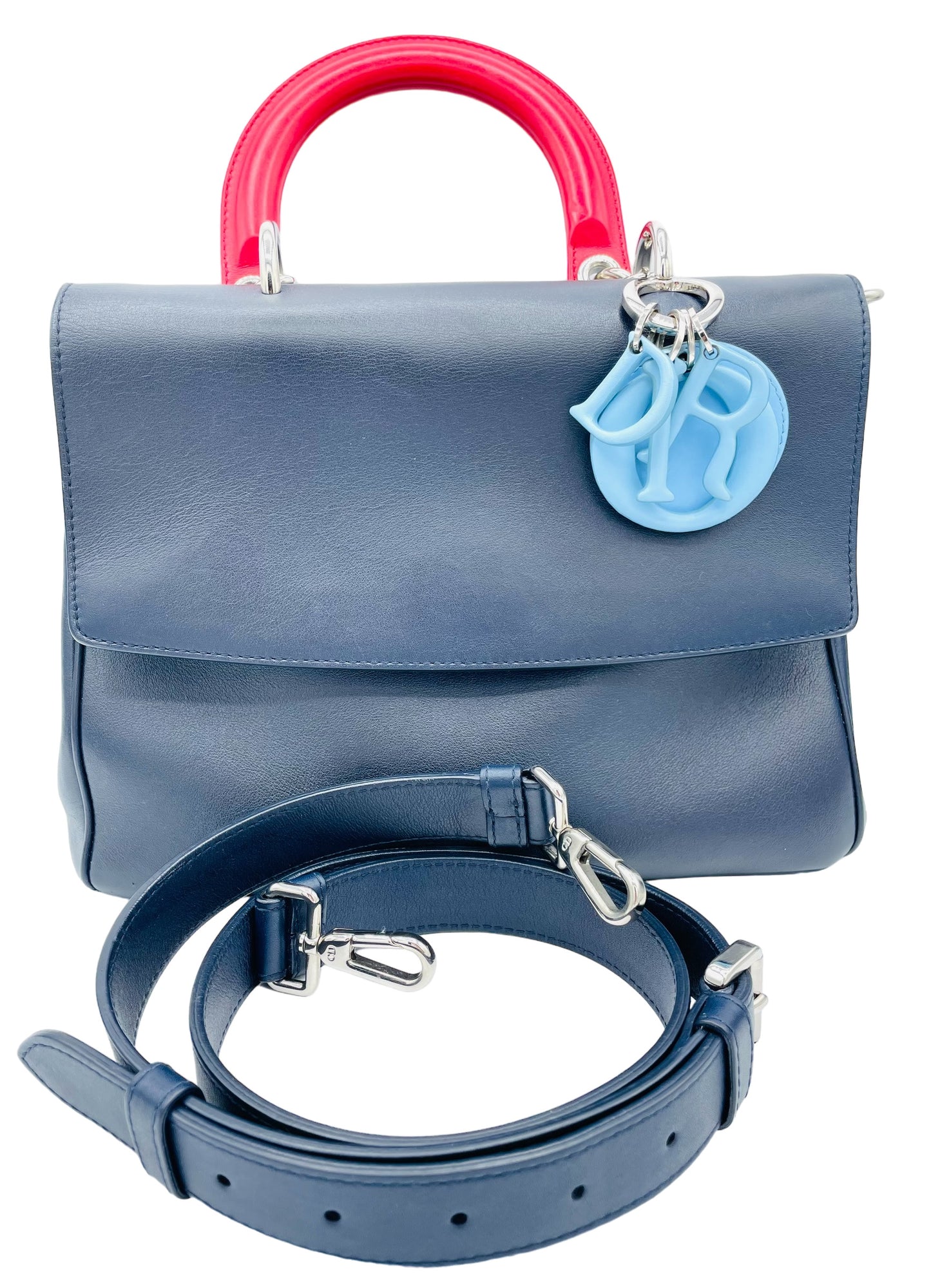 DIOR BLUE LEATHER BE DIOR MINI FLAP BAG