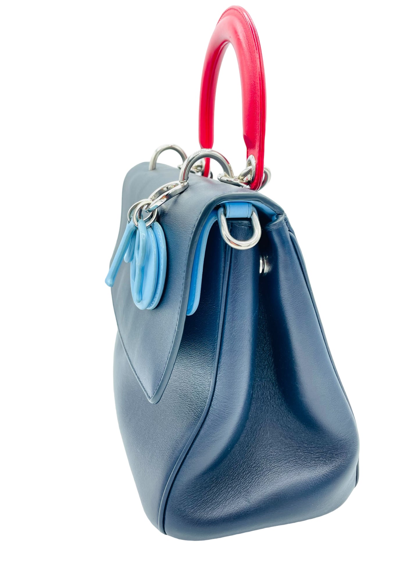 DIOR BLUE LEATHER BE DIOR MINI FLAP BAG