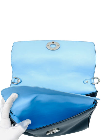 DIOR BLUE LEATHER BE DIOR MINI FLAP BAG