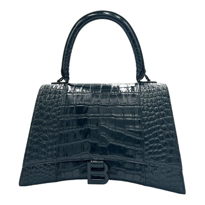 BALENCIAGA CALFSKIN CROCODILE EMBOSSED X-SMALL HOURGLASS TOP HANDLE