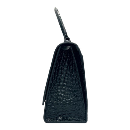 BALENCIAGA CALFSKIN CROCODILE EMBOSSED X-SMALL HOURGLASS TOP HANDLE