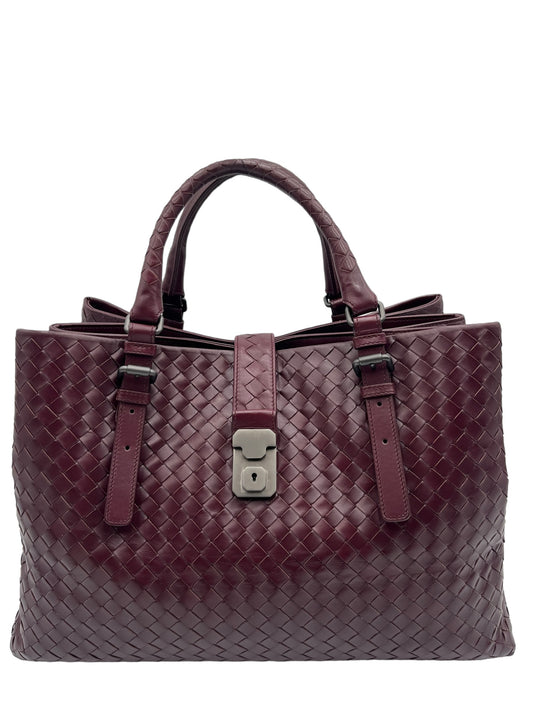 BOTTEGA VENETA INTRECCIATO BURGUNDY ROMA TOTE