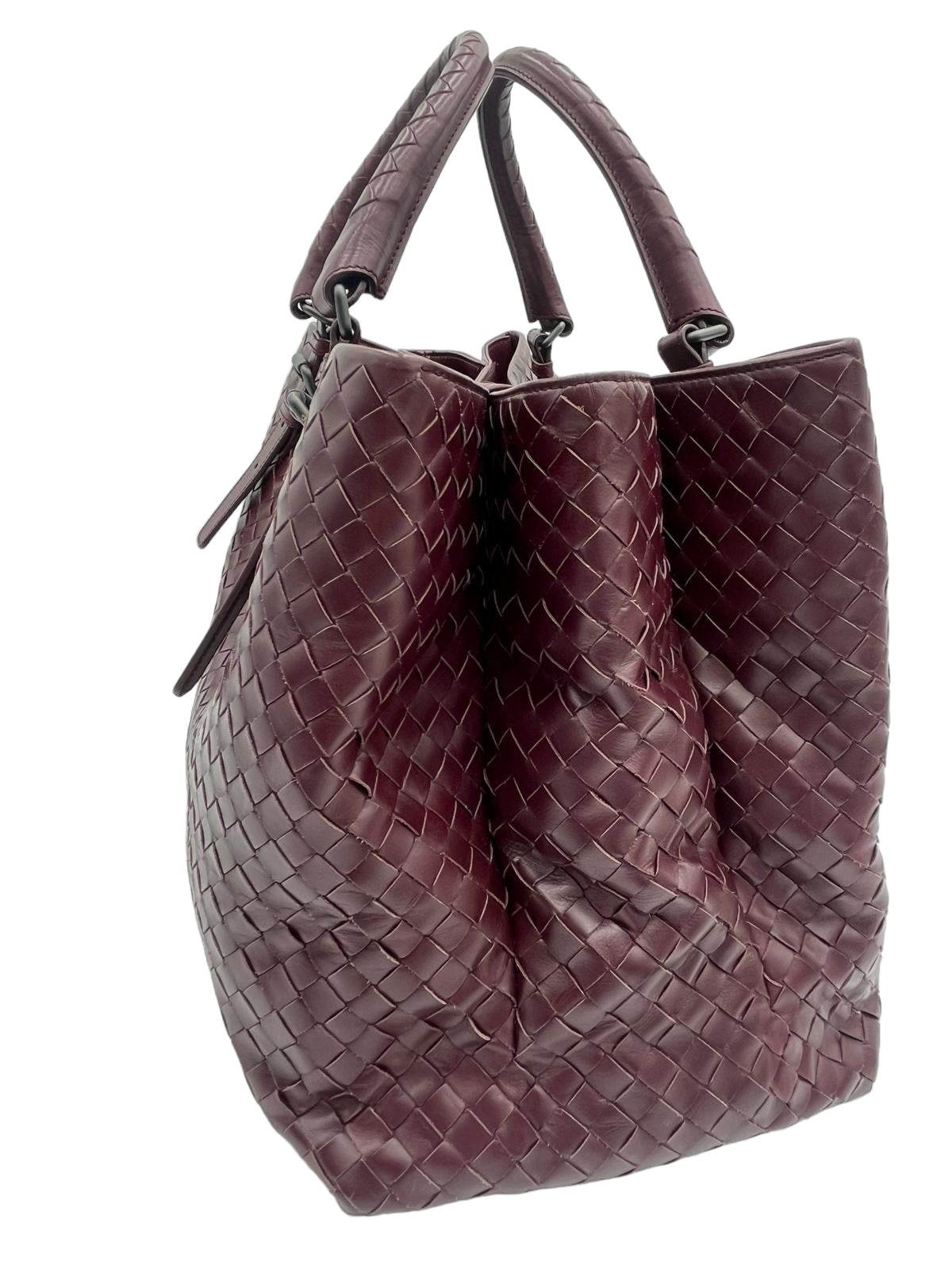 BOTTEGA VENETA INTRECCIATO BURGUNDY ROMA TOTE