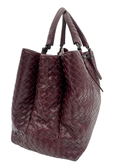 BOTTEGA VENETA INTRECCIATO BURGUNDY ROMA TOTE