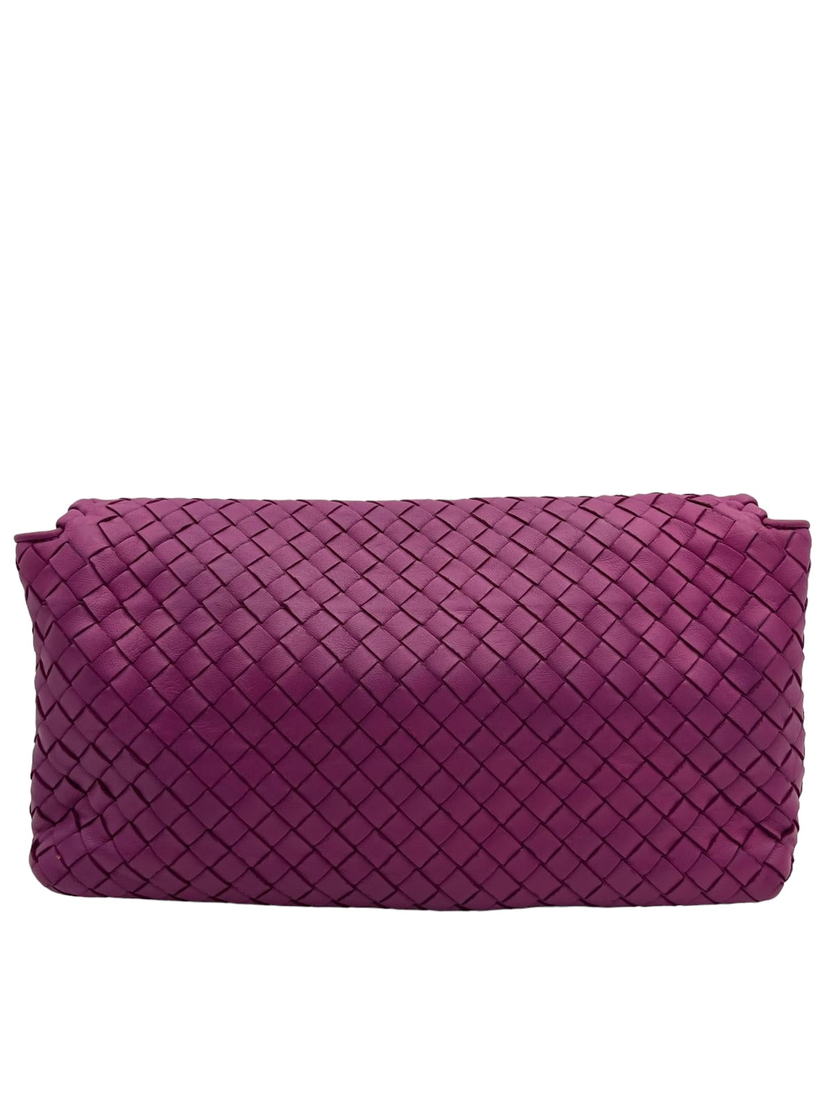 BOTTEGA VENETA NAPPA INTRECCIATO DAHLIA CLUTCH CROSSBODY PEONY