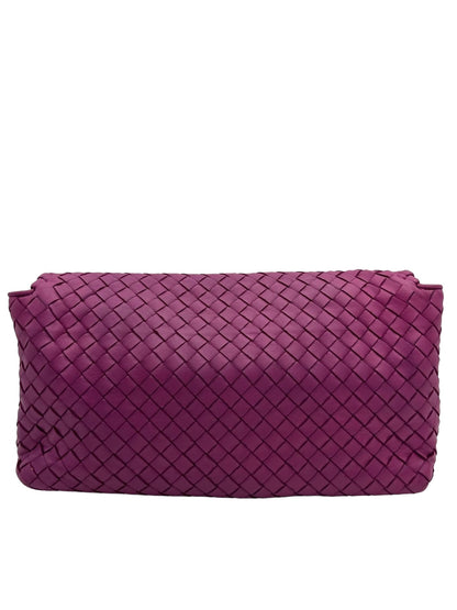 BOTTEGA VENETA NAPPA INTRECCIATO DAHLIA CLUTCH CROSSBODY PEONY