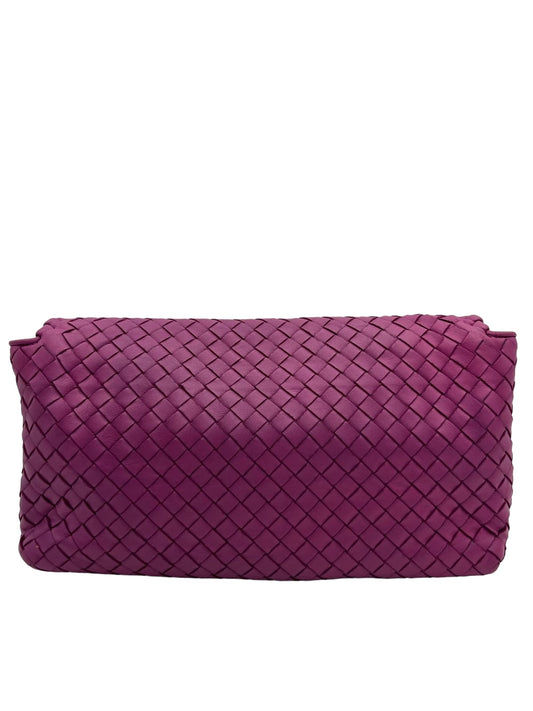 BOTTEGA VENETA NAPPA INTRECCIATO DAHLIA CLUTCH CROSSBODY PEONY