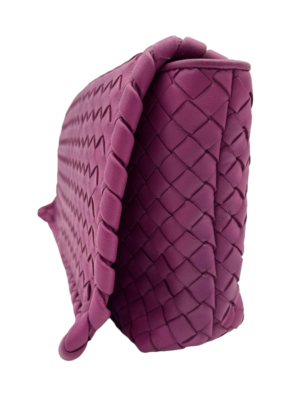 BOTTEGA VENETA NAPPA INTRECCIATO DAHLIA CLUTCH CROSSBODY PEONY