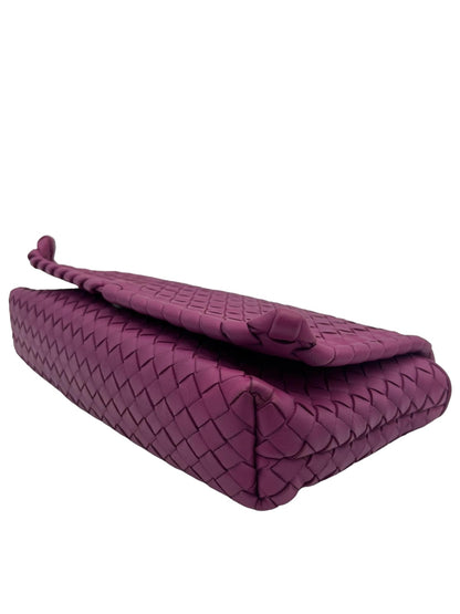 BOTTEGA VENETA NAPPA INTRECCIATO DAHLIA CLUTCH CROSSBODY PEONY