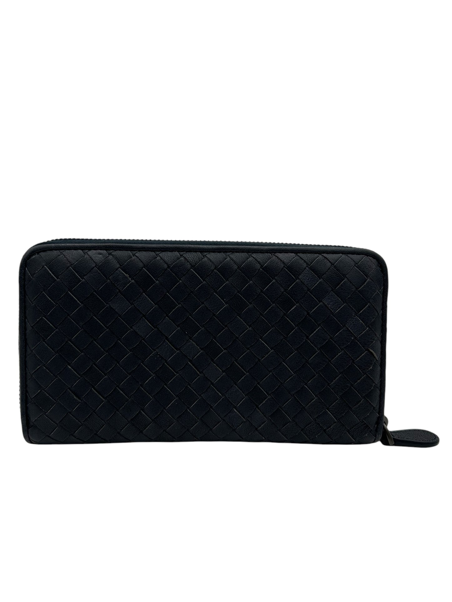 BOTTEGA VENETA INTRECCIATO LONG ZIPPY WALLET BLACK