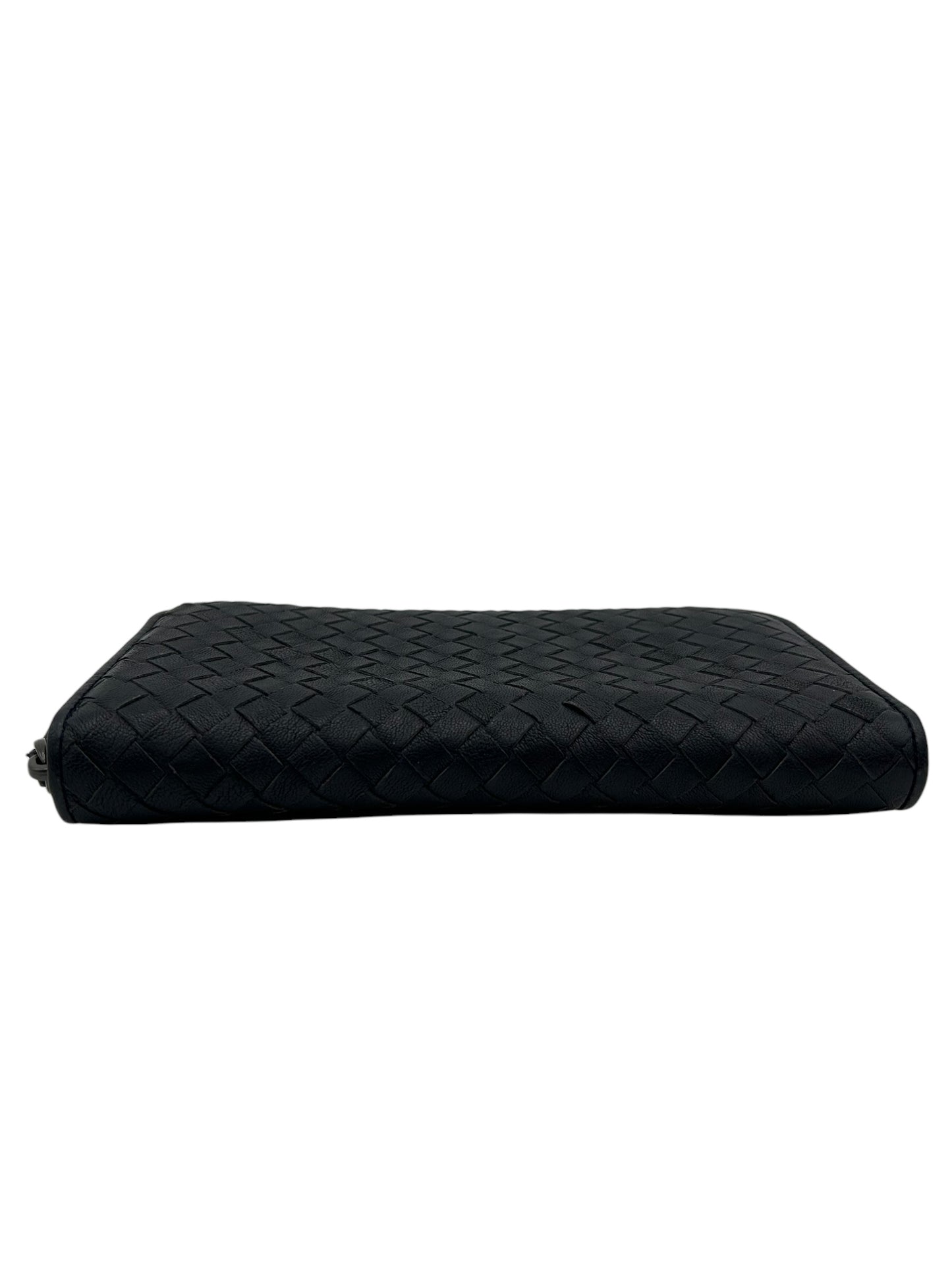 BOTTEGA VENETA INTRECCIATO LONG ZIPPY WALLET BLACK