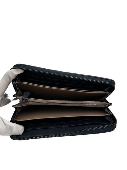 BOTTEGA VENETA INTRECCIATO LONG ZIPPY WALLET BLACK