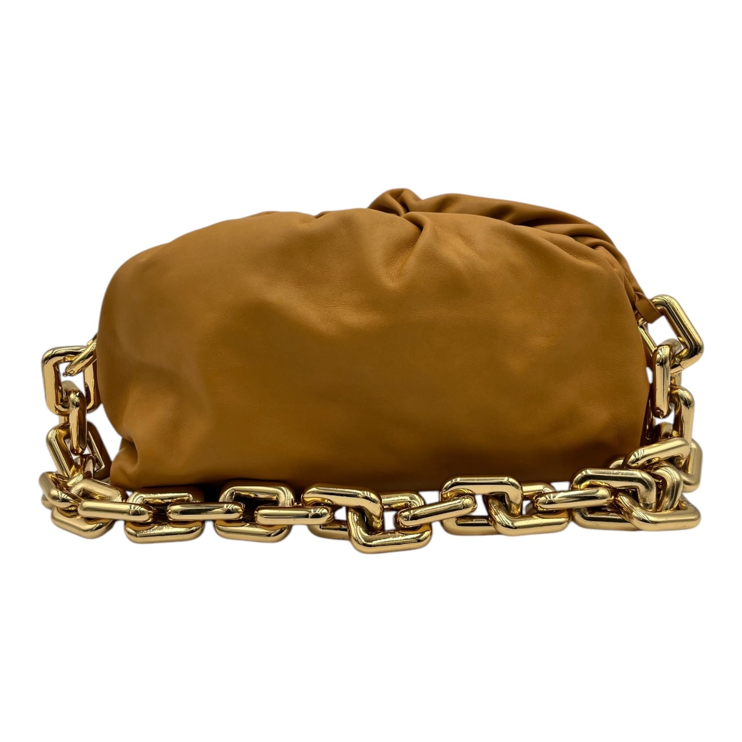 BOTTEGA VENETA CHAIN POUCH CALFSKIN LEATHER MUSTARD