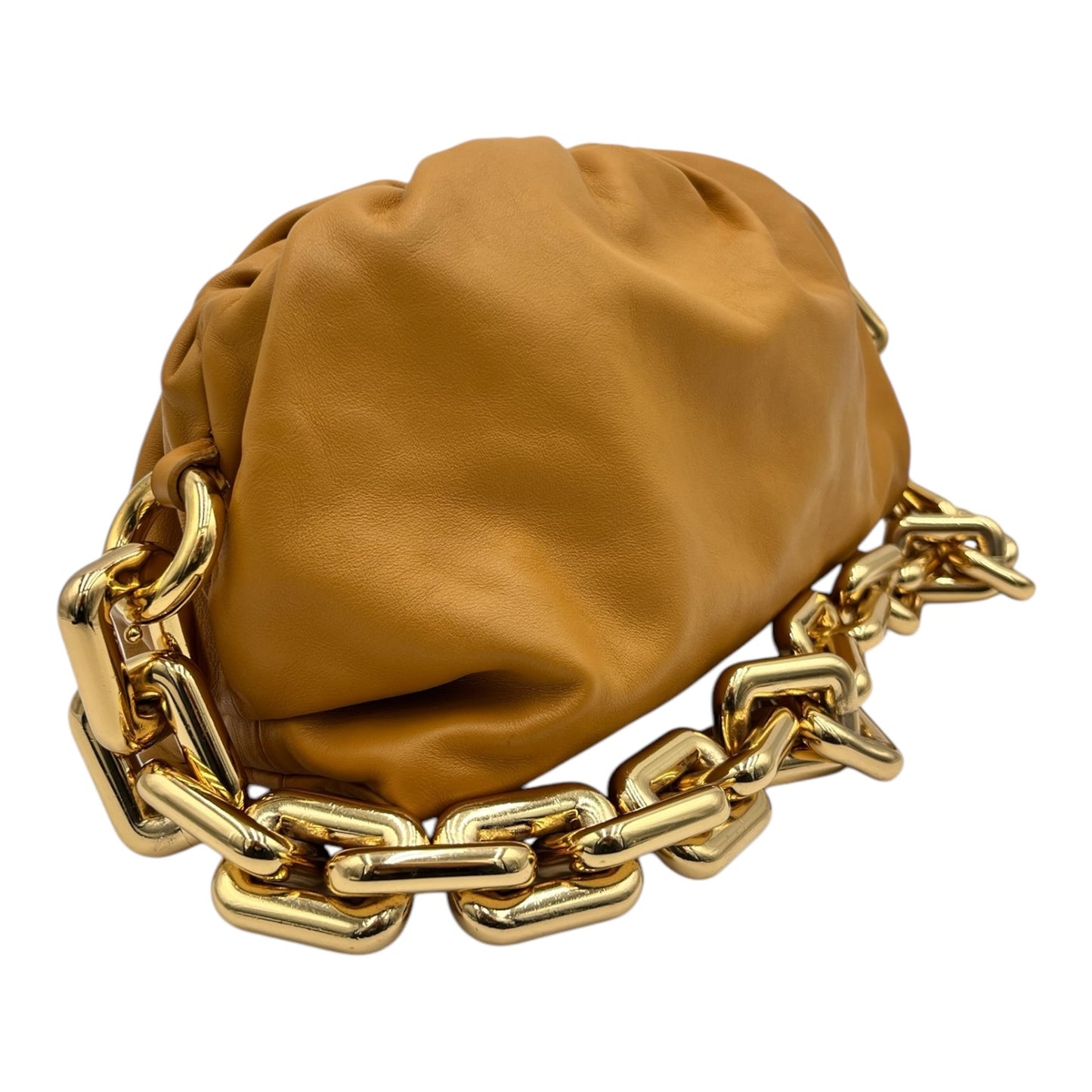 BOTTEGA VENETA CHAIN POUCH CALFSKIN LEATHER MUSTARD