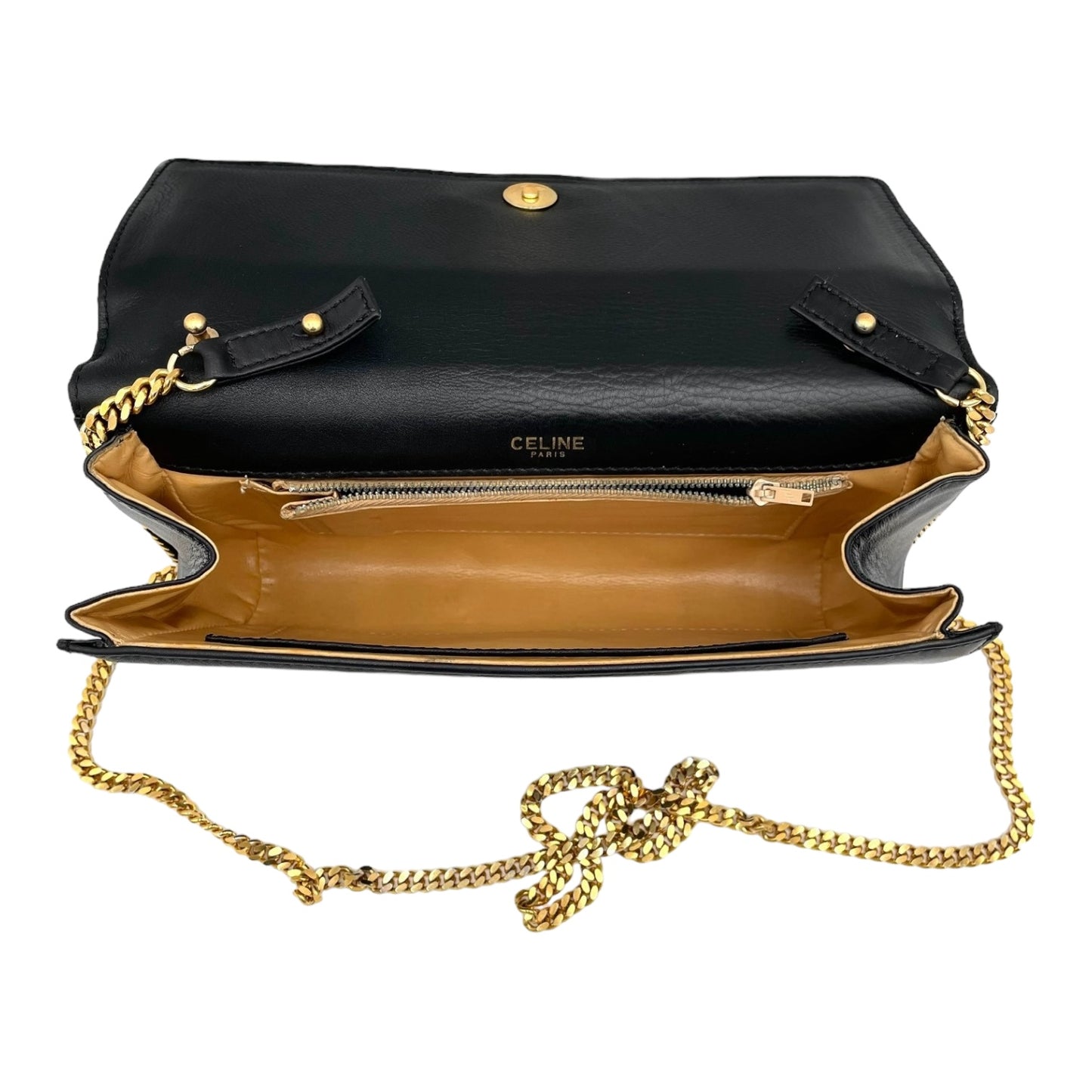 CELINE - 2 WAY CHAIN SHOULDER HORSEBIT CALF LEATHER BAG