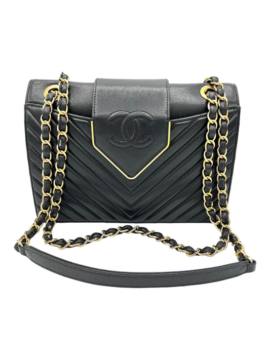 BOLSO CHANEL CUELLO CHEVRON NEGRO