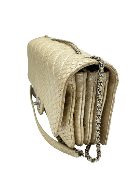 CHANEL LIGHT GOLD PYTHON IRIDESCENT QUILTED MEDIUM BAG