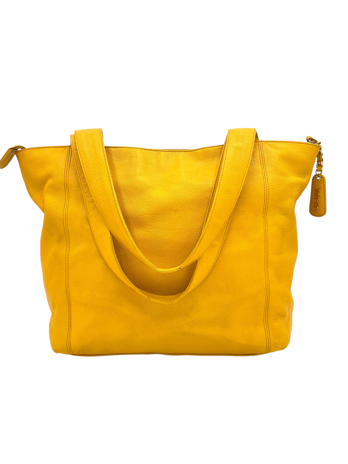 BOLSO TOTE CHANEL XL AMARILLO MOSTAZA CON CREMALLERA