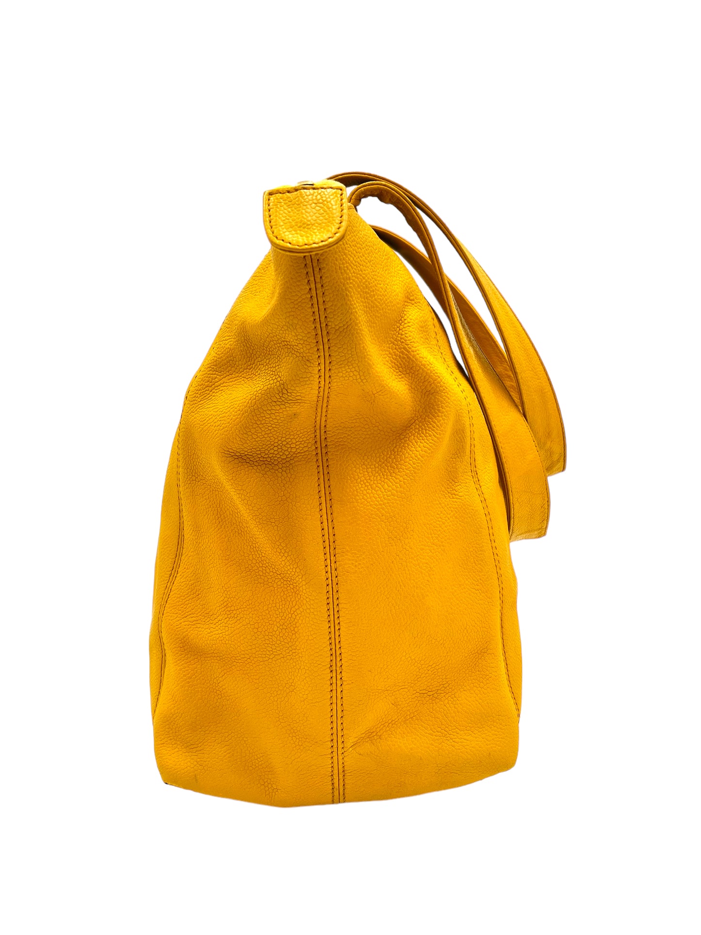 CHANEL XL MUSTARD YELLOW ZIP TOTE BAG