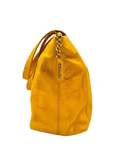 CHANEL XL MUSTARD YELLOW ZIP TOTE BAG