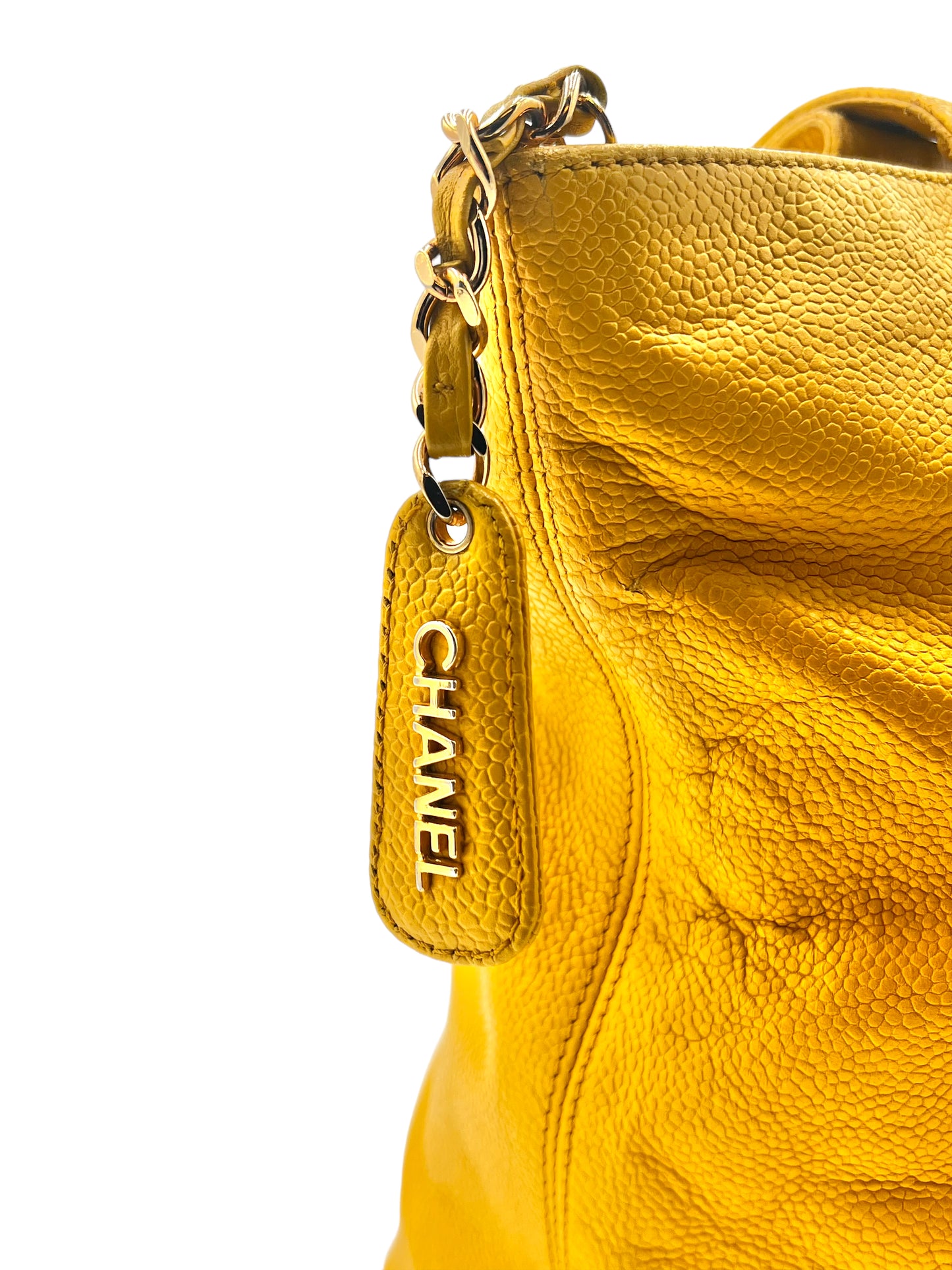 CHANEL XL MUSTARD YELLOW ZIP TOTE BAG