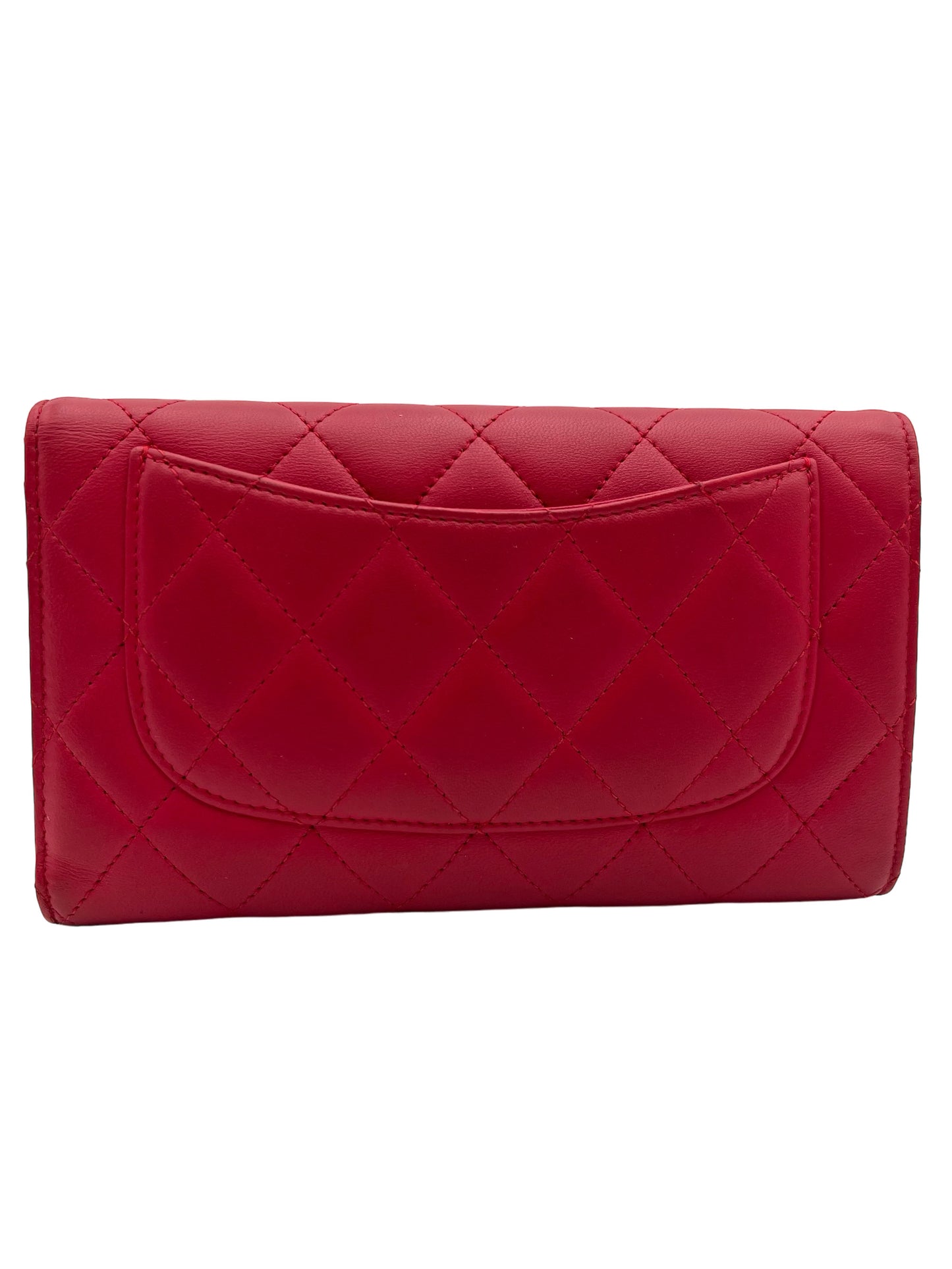 CHANEL RED QUILTED CAVIAR LEATHER CLASSIC L FLAP WALLET