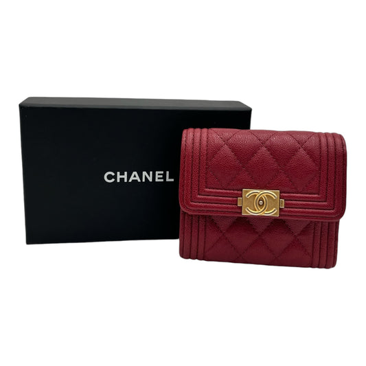 CHANEL CAVIAR QUILTED RED WALLET