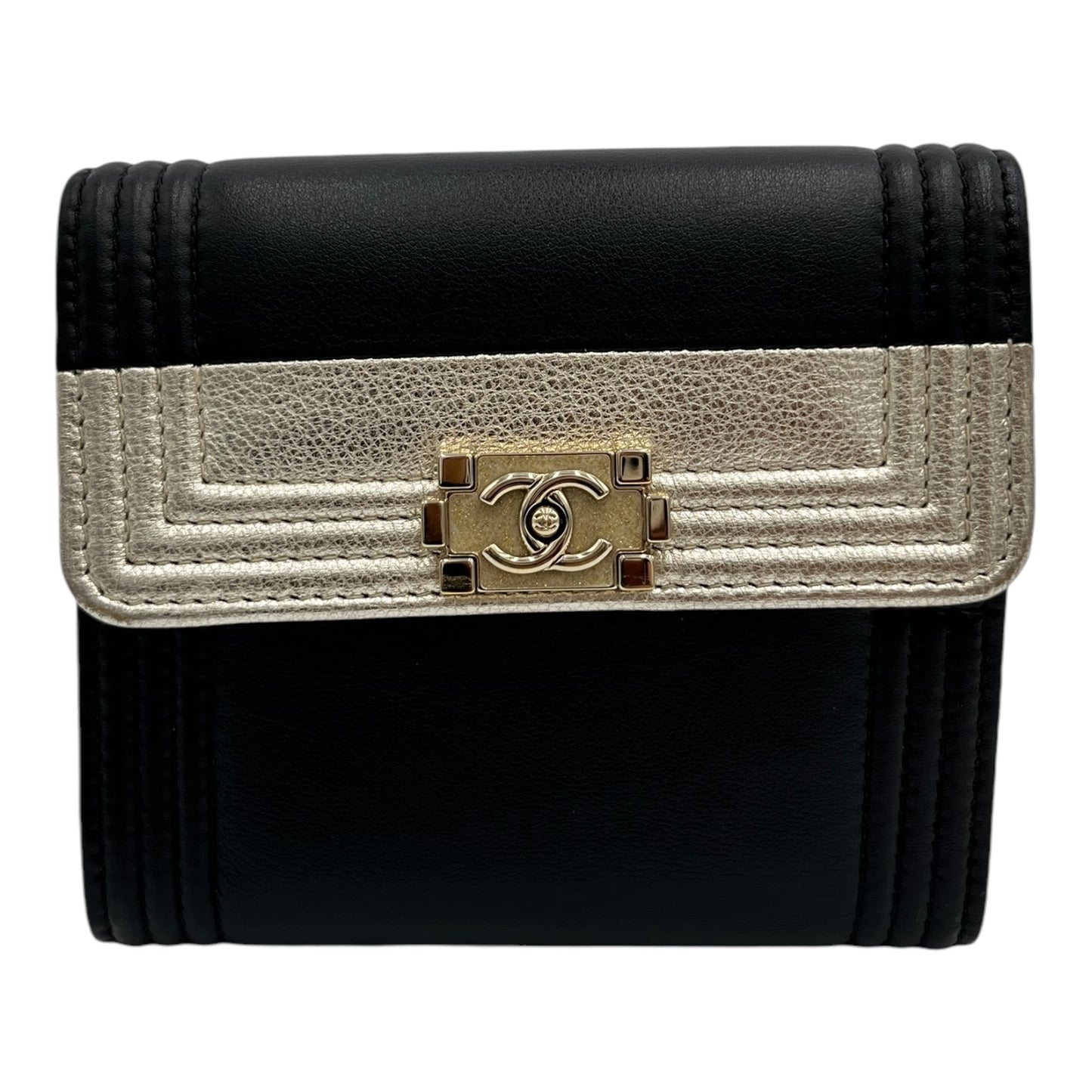 CHANEL BOY SHORT WALLET BLACK GOLD