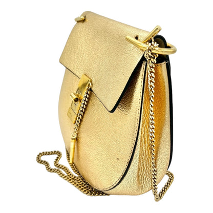 CHLOE DREW METALLIC LEATHER CROSSBODY BAG