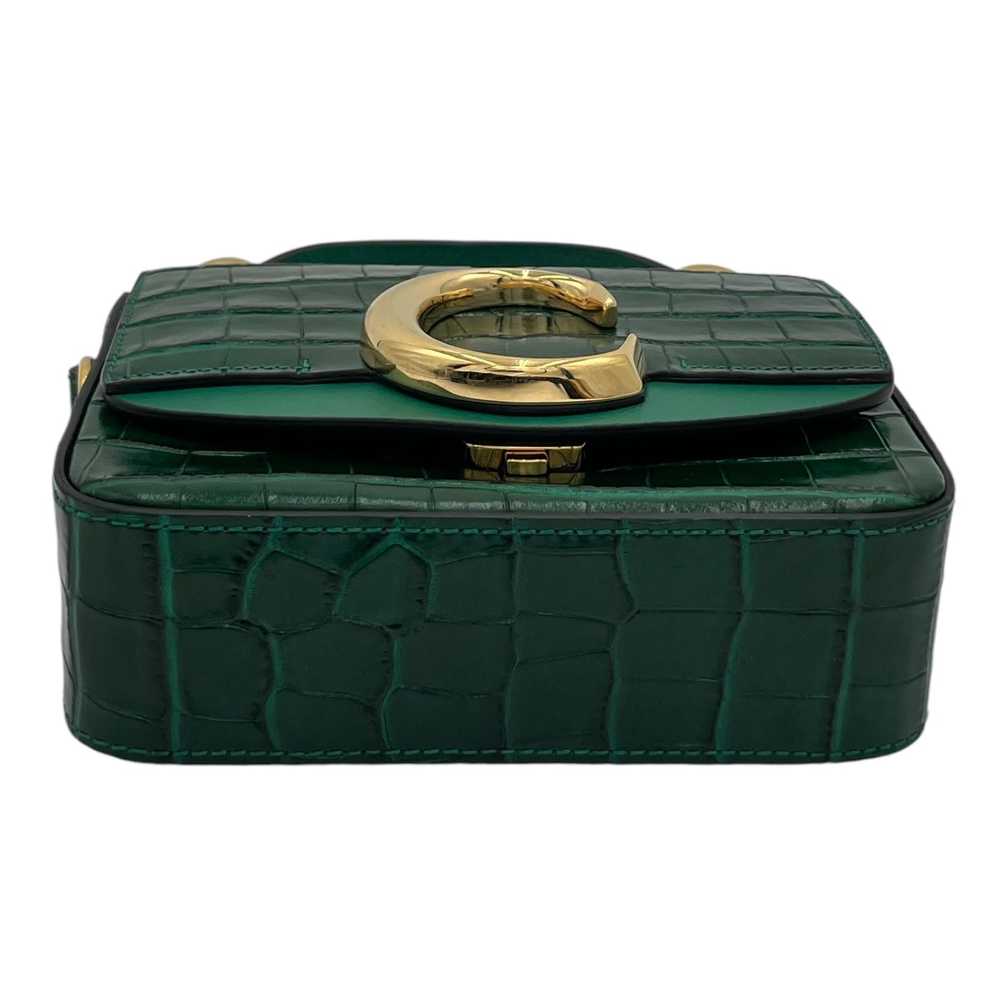 CHLOE C MINI CROC-EMBOSSED CROSSBODY BAG GREEN