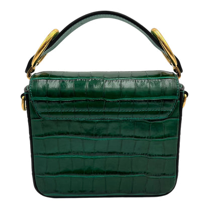 CHLOE C MINI CROC-EMBOSSED CROSSBODY BAG GREEN