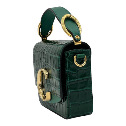 CHLOE C MINI CROC-EMBOSSED CROSSBODY BAG GREEN