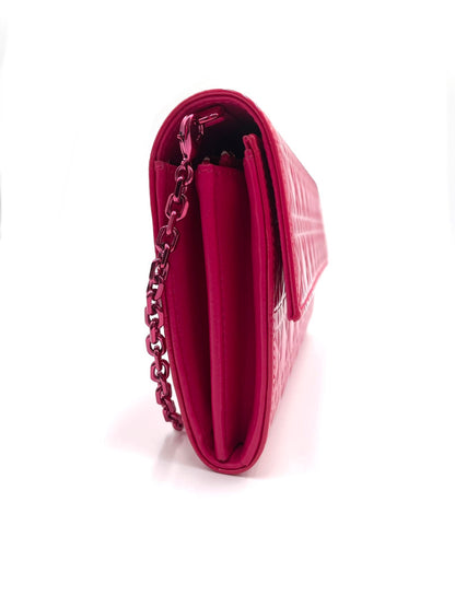 DIOR PATENT CANNAGE RENDEZVOUS CHAIN WALLET FUCHSIA