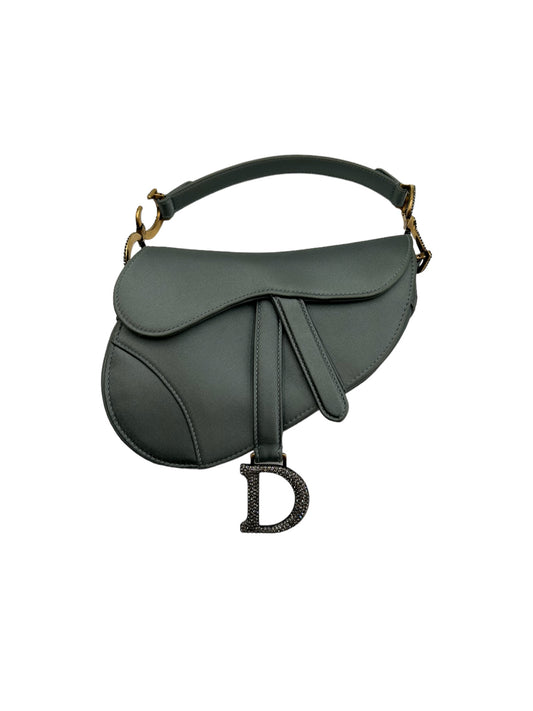 DIOR GREY SATIN MINI SADDLE BAG