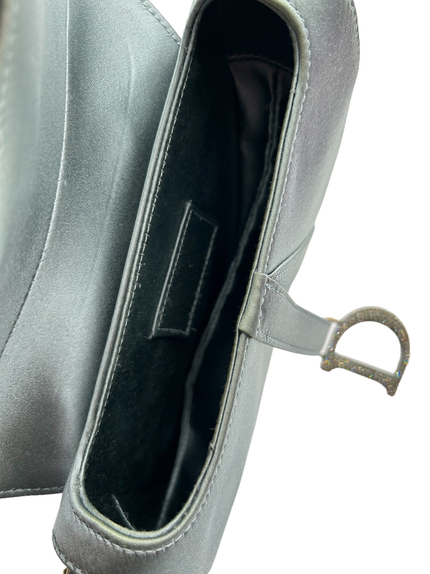 DIOR GREY SATIN MINI SADDLE BAG