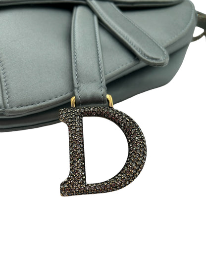 DIOR GREY SATIN MINI SADDLE BAG