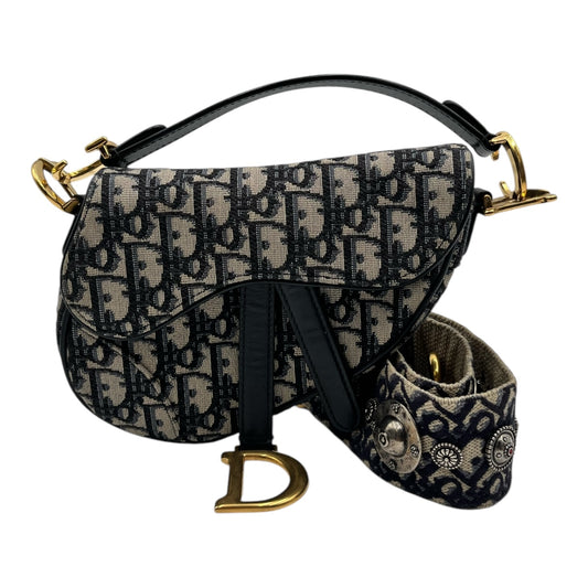 DIOR OBLIQUE JACQUARD SMALL SADDLE BAG WITH GOLD HARDWARE