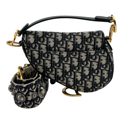 DIOR OBLIQUE JACQUARD SMALL SADDLE BAG WITH GOLD HARDWARE