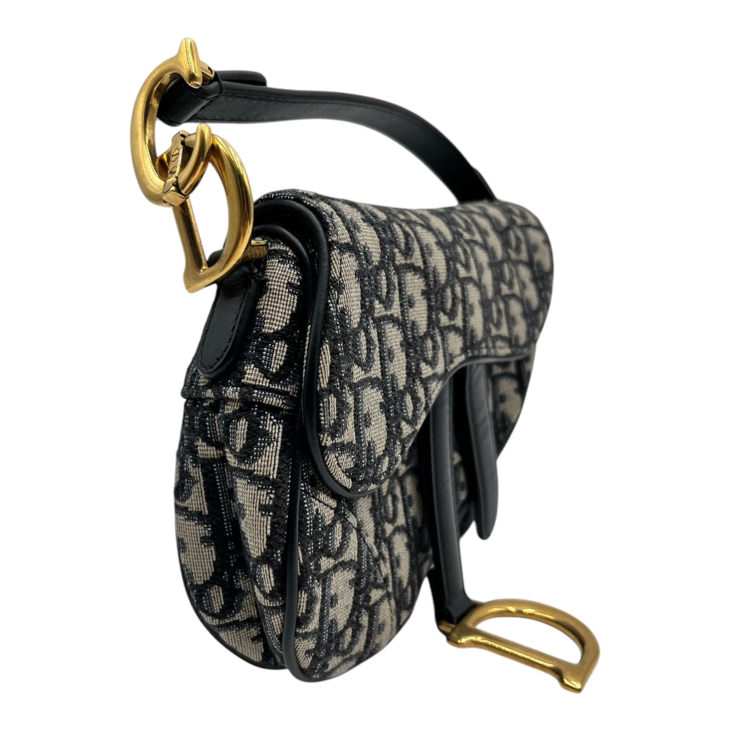 DIOR OBLIQUE JACQUARD SMALL SADDLE BAG WITH GOLD HARDWARE